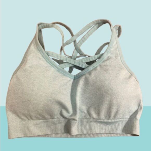 Reebok Blue Strappy Sports Bra with Crisscross Design NWOT - Picture 2 of 3